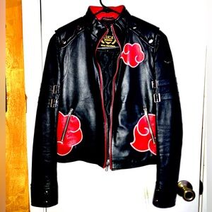 Amazing Black and Red Leather Jacket with Clouds - Anime, Naruto